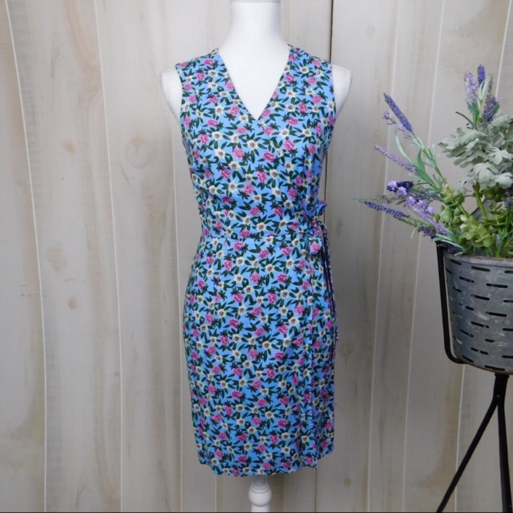 💐BOGO Hilo Hattie Blue Hawaiian Wrap Dress